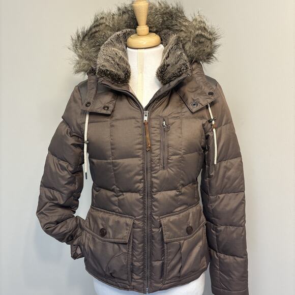 Retro Y2K Premium Heritage Revival Eddie Bauer Faux Fur Hood Down Puffer Jacket - Picture 4 of 16